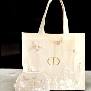 Dior GWP  Cream butterfly Tote and Pouch Set